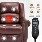 Genuine Leather Power Lift Recliner Chair, Lazy Boy Recliner Chair with Charging Ports for Living Room Theater Seating, Electric Single Sofa with Round Armrest, Red