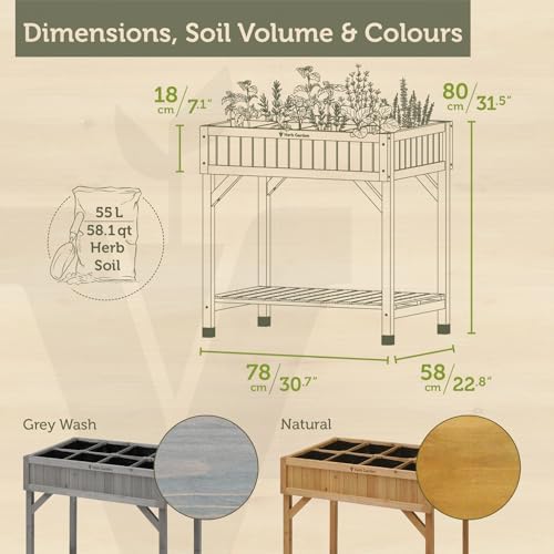 vegtrug 8 pocket herb garden, wooden herb planter shown in use