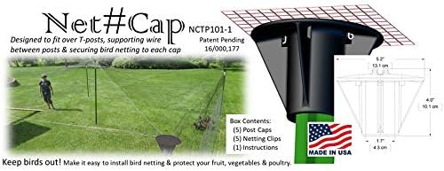 bird netting post caps for t-posts (5 pack) showing dimensions