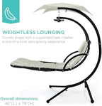 best choice products hanging led-lit curved chaise lounge, side view