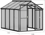 6x8 ft greenhouse, outdoor sliding door, polycarbonate greenhouse, close-up detail