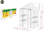miracle-gro walk-in greenhouse, removable shelves, clear, 4'8"x29"x6'5 shown in use
