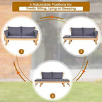 tangkula convertible acacia wood patio sofa bed with on a desk or shelf