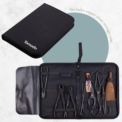 bamboomn 10pc bonsai set, shears, concave cutter, knob shown in use