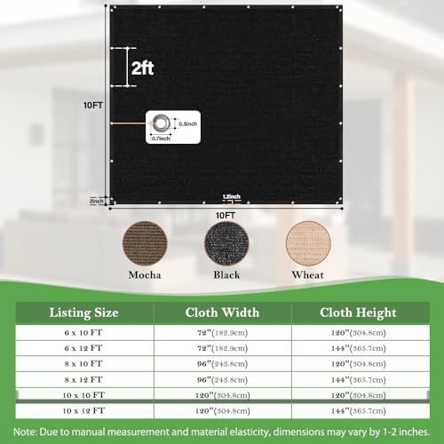 seeye 90% sun shade cloth, 10 x 10, package contents
