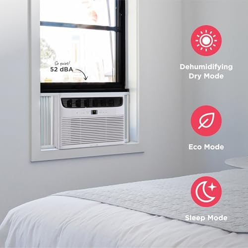 frigidaire 6,000 btu window air conditioner with remote, side view