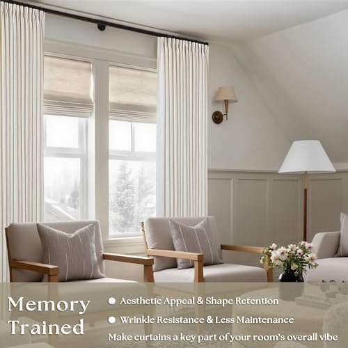 twodrapes natural pinch pleated linen curtains 96 inches shown in use