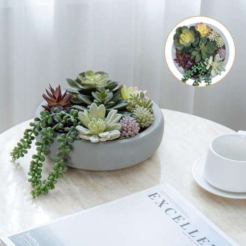 mygift 8 inch round artificial succulent plants in on a desk or shelf