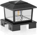 VOLISUN Metal Solar Post Cap Lights, Edison Bulb Light 1Pack,Black | Metal shell solar lamps with adjustable base 3.5x3.5-6x6 posts, warm & cool light for yard, fence, deck outdoor use