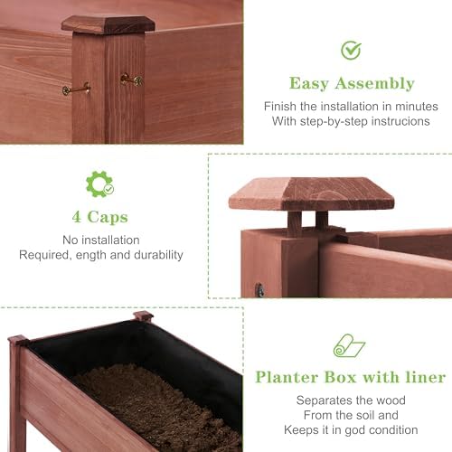 soliwood set of 2 raised garden bed with showing dimensions