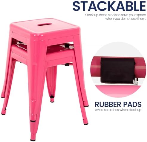 18 inch metal stools set of 2, stackable, package contents