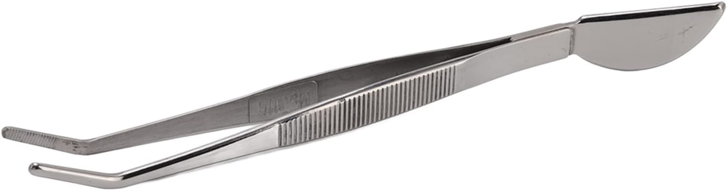 Bonsai Tweezers, Stainless Steel Long Handle Ergonomic Non Slip Grip with Smooth Edges for Removing Dead Leaves and Weeds from Bonsai Plants (Bent)