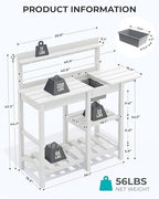 serwall outdoor potting bench with removable sink,gardening table,white, close-up detail