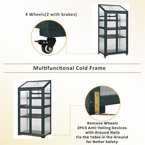 polibi wooden greenhouse, cold frame portable greenhouse with, close-up detail