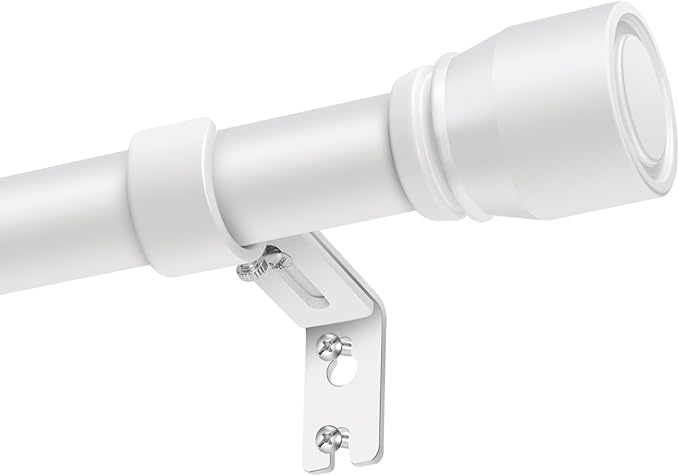 1” Diameter Curtain Rods Itself is 30 to 60 inch 1 Pack Fit 30-54 inch Window with Heavy Duty Adjustable Rod Matte White Splicing Metal Extra Long Curtain Rod for Windows