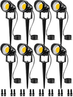SUNVIE Low Voltage Landscape Lights Landscape Lighting with Connector 8Pack | Waterproof LED Landscape Lights Low Voltage Warm White 900LM Wall Tree Flag Outdoor Spotlights (Require Transformer))