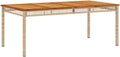 vidaxl patio table beige 70.9"x35.4"x29.5" poly rattan acacia, main product view