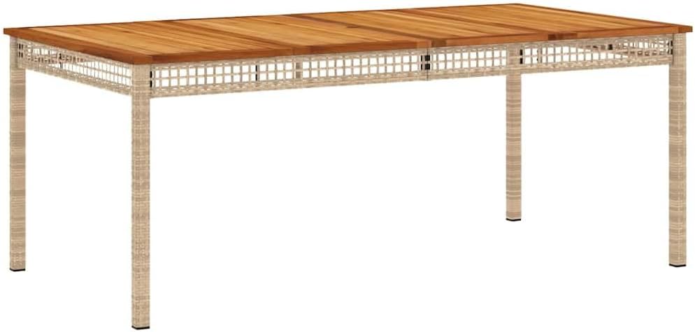 vidaxl patio table beige 70.9"x35.4"x29.5" poly rattan acacia, main product view