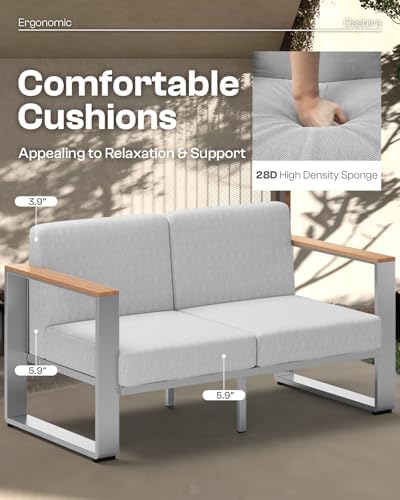 aluminum patio furniture set, 5 seats outdoor patio shown in use