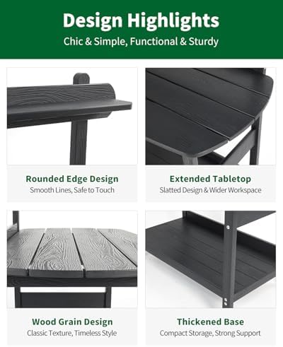 hips outdoor potting table bench with 3-tier storage, side view
