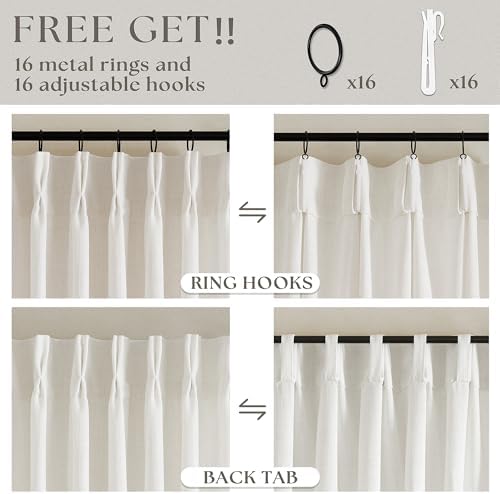 twodrapes natural pinch pleated linen curtains 96 inches showing dimensions