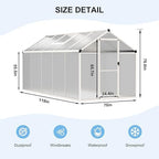 veikou 6' x 10' greenhouse, double-wall polycarbonate green, front angle view