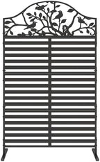 metal outdoor privacy screen freestanding decorative fence, black, view 9
