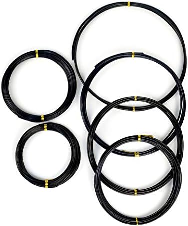 6Pcs Bonsai Wire, 6 Sizes of 1mm, 1.5mm, 2mm, 2.5mm, 3mm, 4mm Black Aluminum Wire, Total 152 Feet Bonsai Tool Kitfor Bonzai Trees Indoor