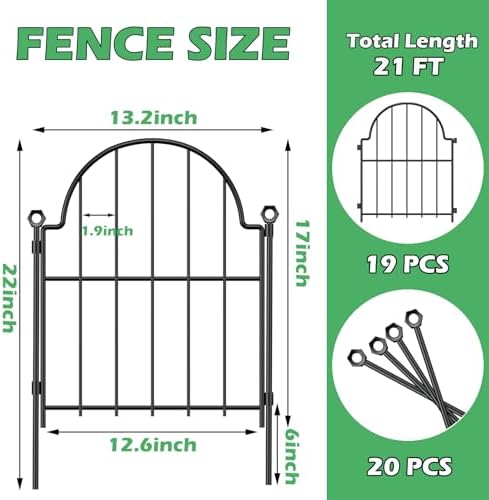 blingluck decorative garden fence, 17in(h) x 21ft(l), with shown in use