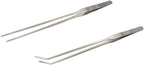 LGEGE 2pcs Long Handle Stainless Steel Straight and Curved Tweezers Nippers for Garden, Kitchen, Indoors and Outdoors