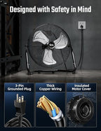 simple deluxe 18 inch 3-speed high velocity heavy showing dimensions