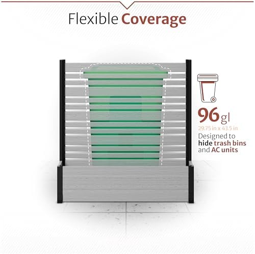 enclo 4fth florence privacy screen w/planter box, freestanding on a desk or shelf