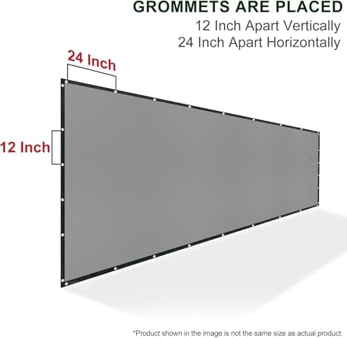 7' x 22' custom size gray privacy screen shown in use