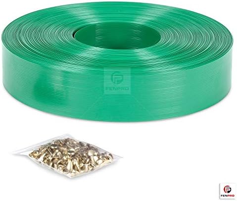 chain link fence privacy tape (emerald green) showing dimensions