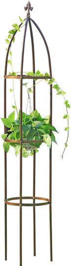 100% Metal Obelisk Garden Trellis 6.3 Feet Tall Sturdy Plant Support for Climbing Vines and Flowers Stands,1pc Upgrade (Bronze, Large)