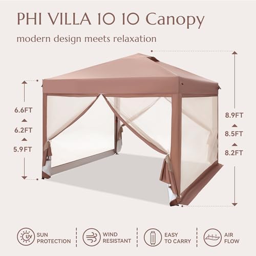 phi villa 10x10 pop up canopy tent with, front angle view