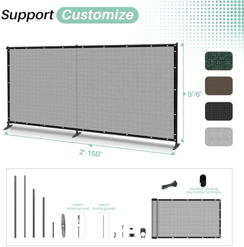sunnyroyal 6' x 24' privacy fence screen panel, side view
