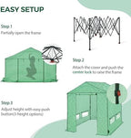 8x8 pop up greenhouse,portable green house kit, green shown in use