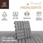 acacia interlocking deck tiles outdoor waterproof all weather, view 11