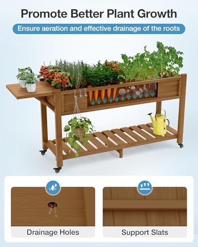 yefu raised garden bed with legs, hips, waterproof showing dimensions
