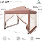 mfstudio 10x10 pop up canopy tent with netting on a desk or shelf