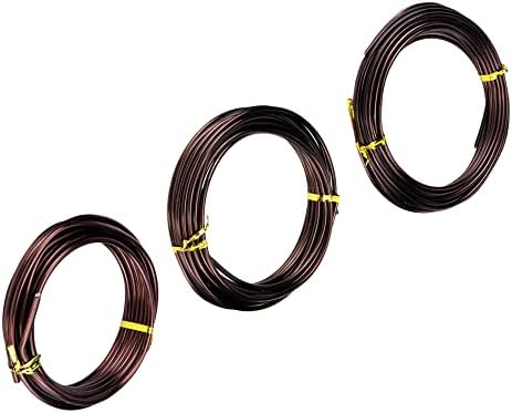 Antrader Bonsai Training Wire Set,Anodized Aluminum Wire 2.5mm/3.0mm/4.0mm Training Wire for Bonsai Trees,3 Sizes/100g,Brown