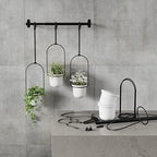 umbra triflora hanging planter, indoor herb garden, set, front angle view