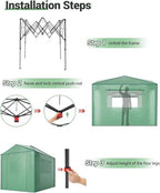 8x6 ft pop up greenhouse for outdoors, close-up detail