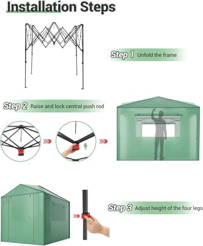 8x6 ft pop up greenhouse for outdoors, close-up detail