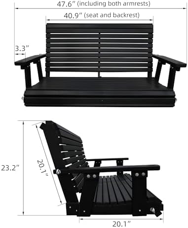 hdpe porch swing with 18/8 stainless steel bolts, close-up detail