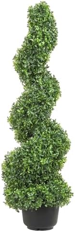 vevor artificial boxwood spiral topiary trees, 3ft tall, side view