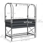 outsunny raised garden bed with cover and storage on a desk or shelf