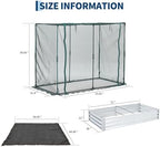 galvanized raised garden bed with dual protection cage shown in use