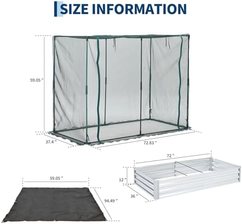 galvanized raised garden bed with dual protection cage shown in use